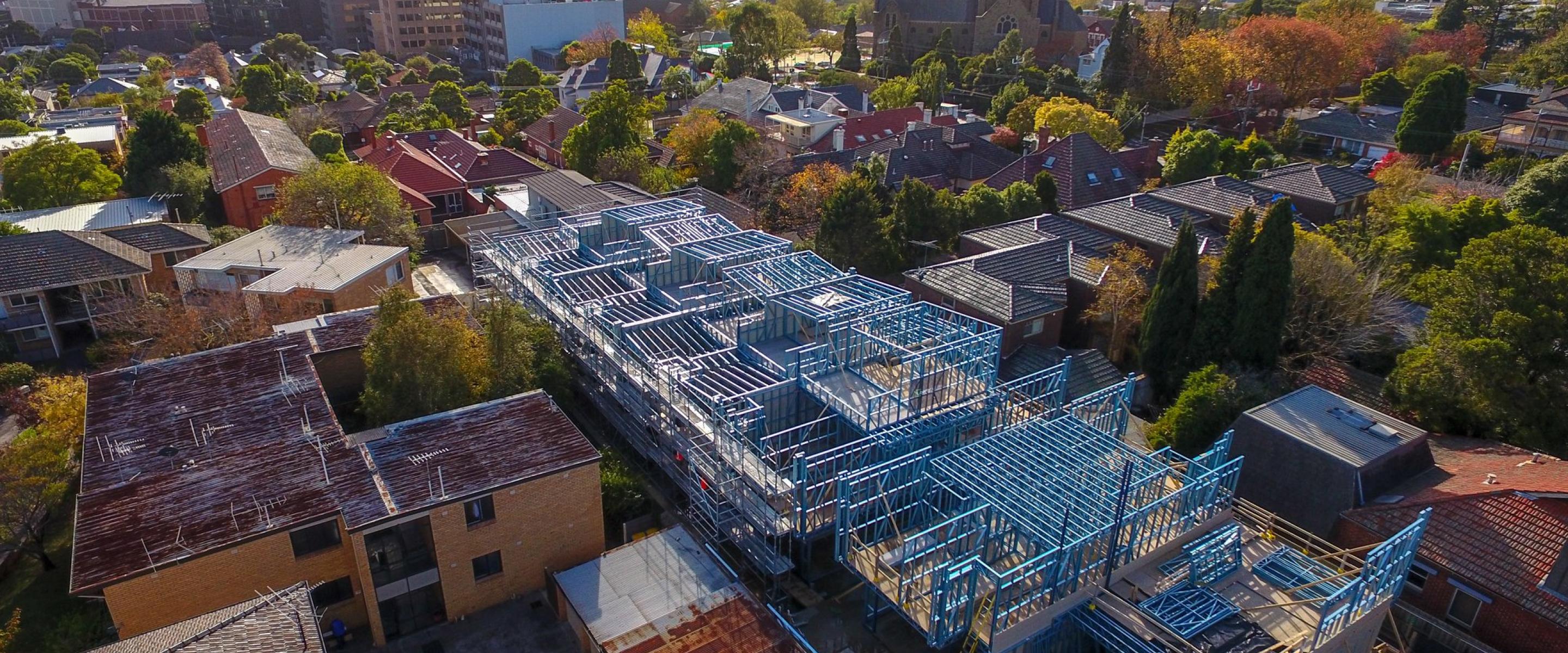 Framing made from TRUECORE® steel helped to reduce the build time on a tight site for the Hawthorn Townhouse development.