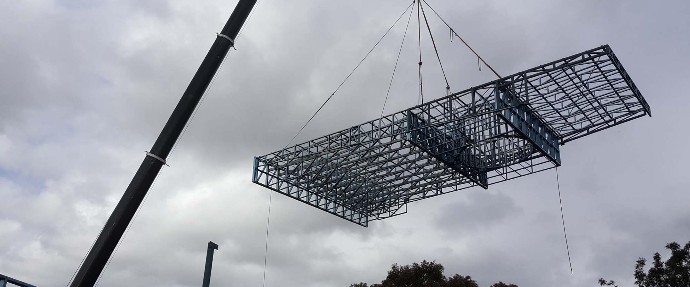 Austruss Smalls Road Steel Framing Crane Lift High