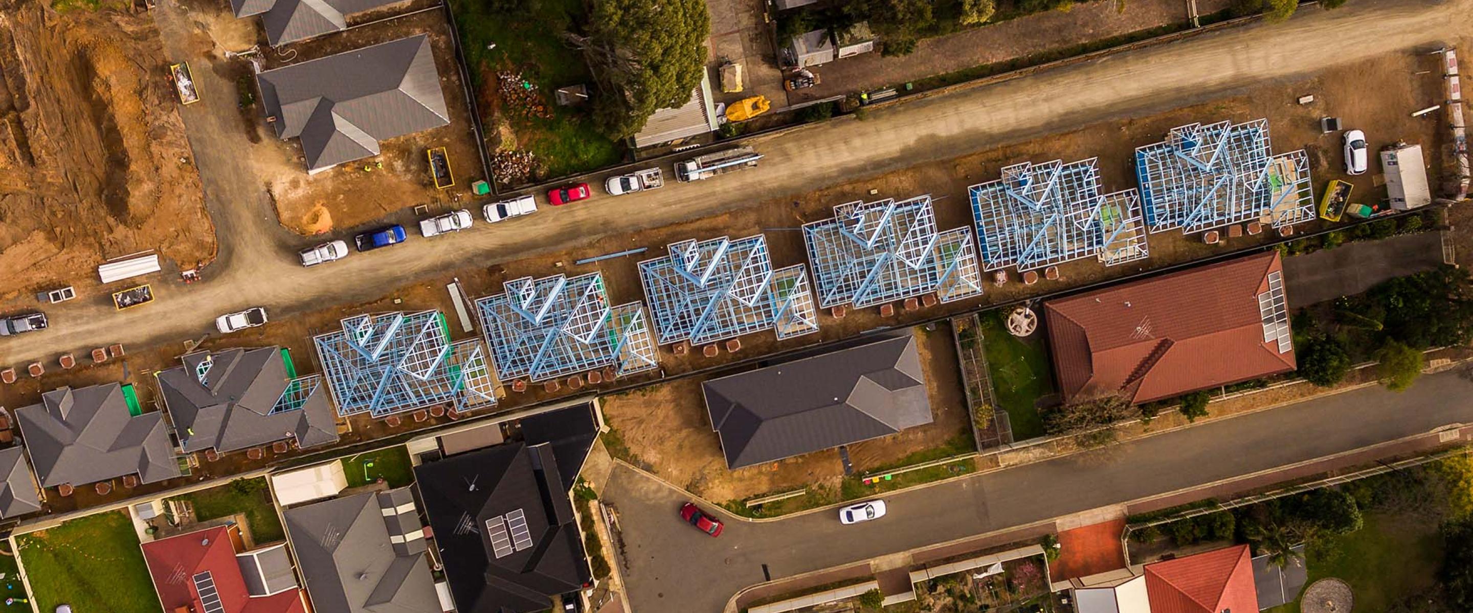 Normus Urban Projects - Penneys Hill Estate Aerial of steel framing